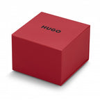Gwylio Dynion HUGO gyda Deial Du a Breichled Arian 1530216