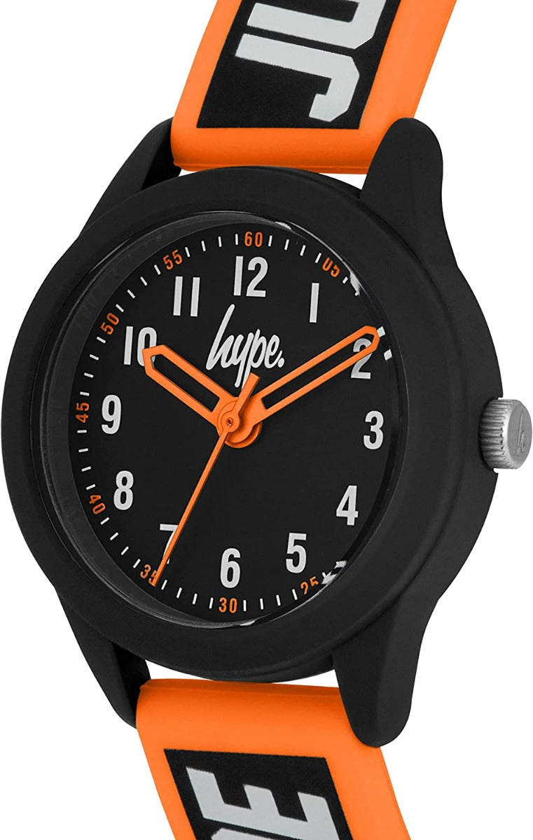 Hype Kids Watch with Black Dial and Orange Silicone Strap HYK004OB
