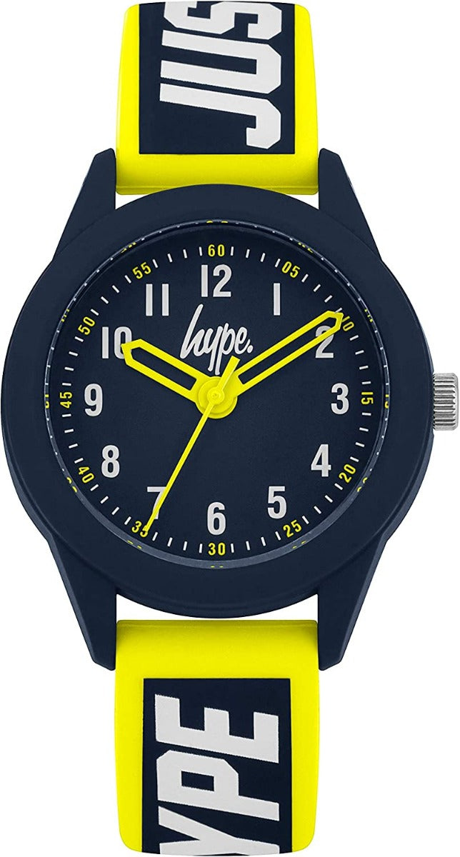 Hype Kids Watch with Black Dial and Yellow Silicone Strap HYK004YU