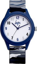 Hype Kids Watch with White Dial and Black Camouflage Silicone Strap HYK013UE