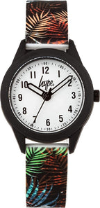 Hype Kids Watch with Leaf Patterned Silicone Strap and White Dial HYK020BN