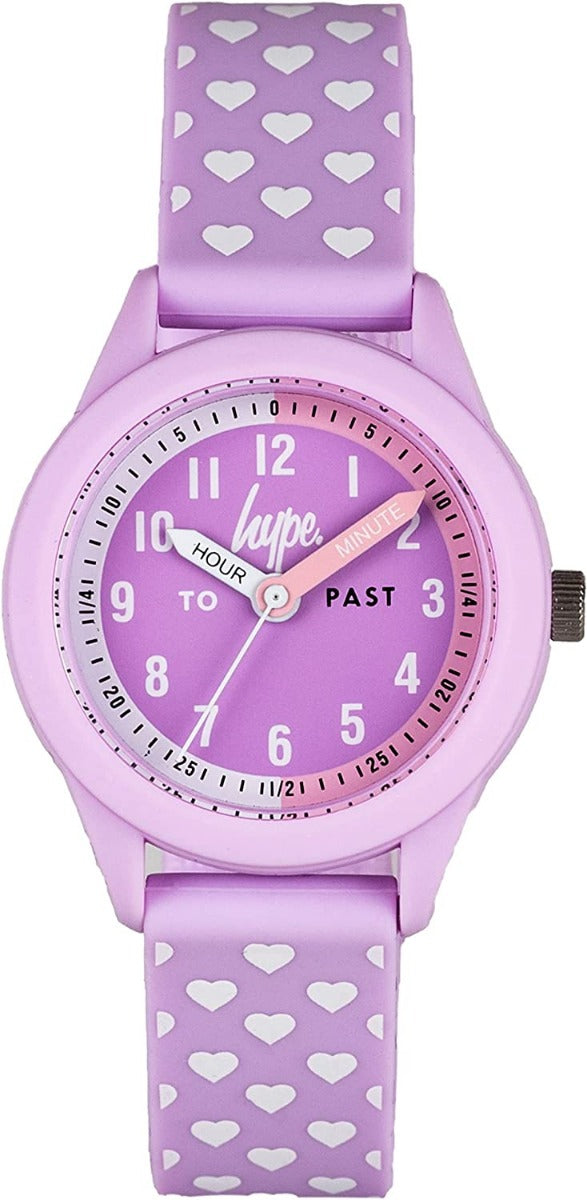 Cloc Dysgu Amser Hype Girls gyda Strap Silicon Porffor a Deial Porffor HYK020V