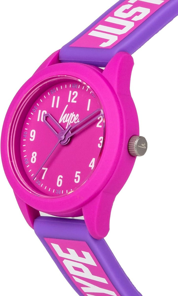 Hype Girls Watch with Pink Dial and Purple Silicone Strap HYK021V