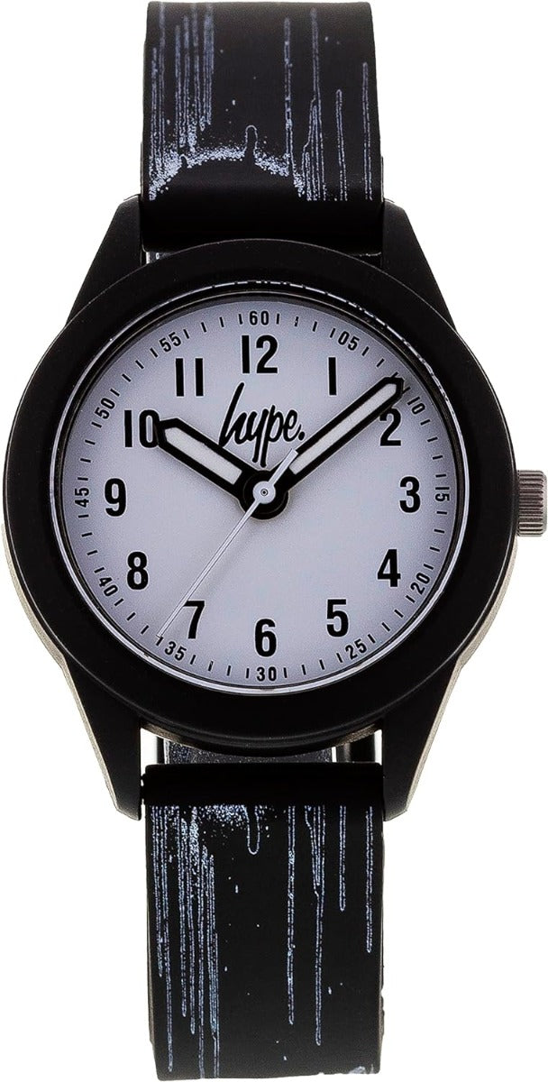 Hype Kids Watch with Black and White Pattern Silicone Strap HYK023B