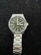 Lorus Men Automatic Watch with Khaki Dial and Silver Strap RL407BX9