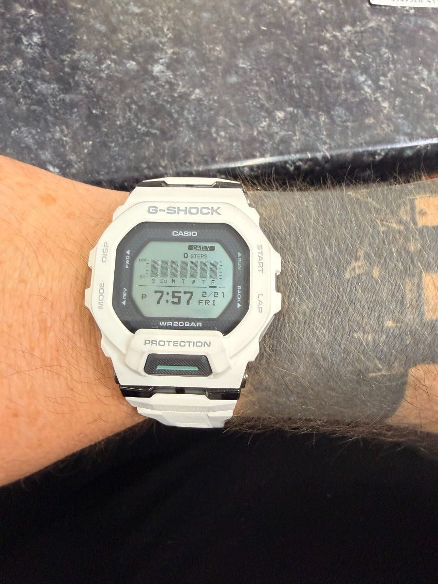 Casio G-Shock Mens Digital Watch with LED Dial and White Strap GBD-200-7ER *Refurbished*