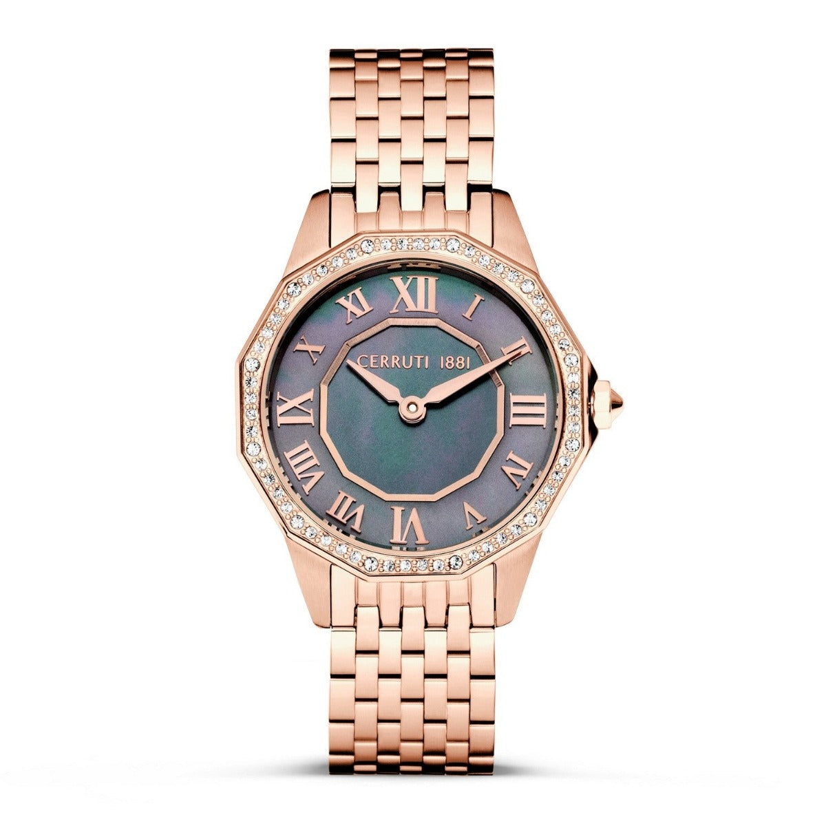 Cerruti Ladies Watch with Black MOP Dial and Rose Gold Bracelet CIWLG0008201