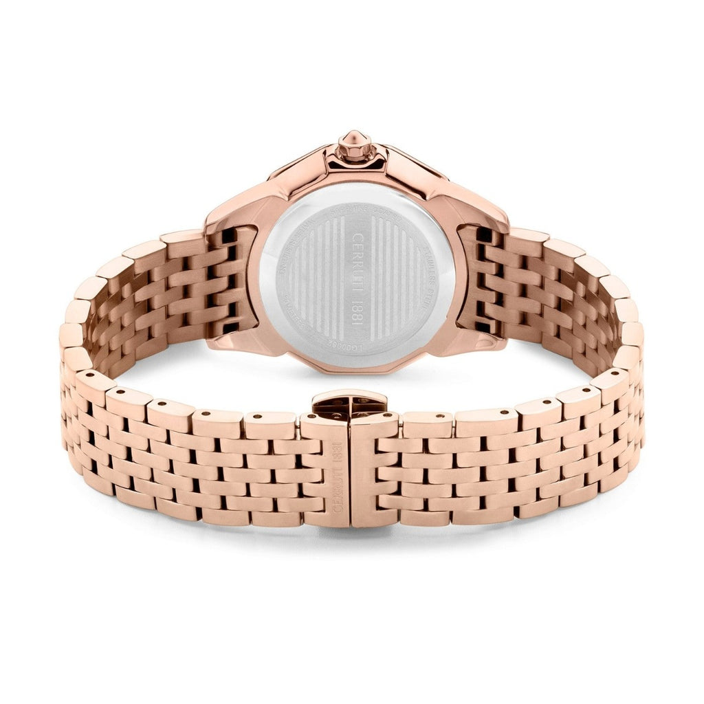 Cerruti Ladies Watch with Black MOP Dial and Rose Gold Bracelet CIWLG0008201
