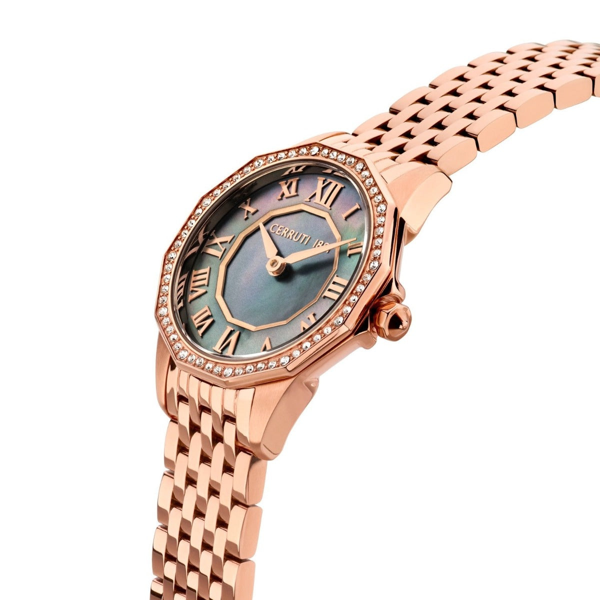 Cerruti Ladies Watch with Black MOP Dial and Rose Gold Bracelet CIWLG0008201