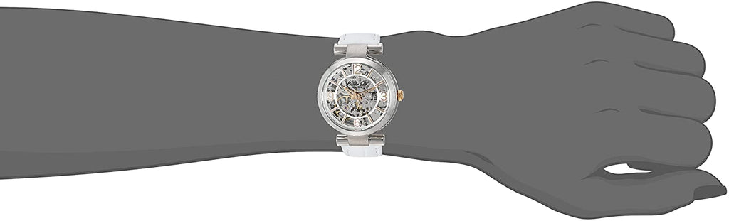 Kenneth Cole Ladies Automatic Watch with Silver Skeleton Dial and White Strap KC10022296