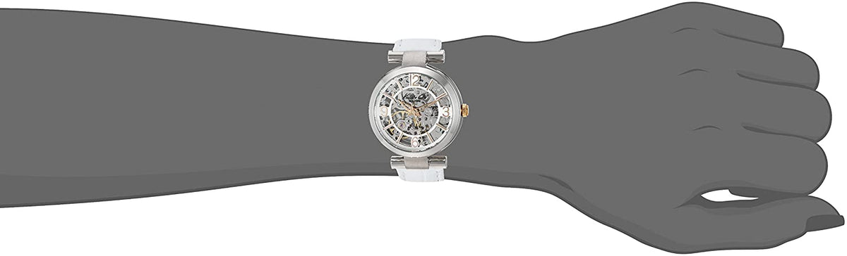 Kenneth Cole Ladies Automatic Watch with Silver Skeleton Dial and White Strap KC10022296