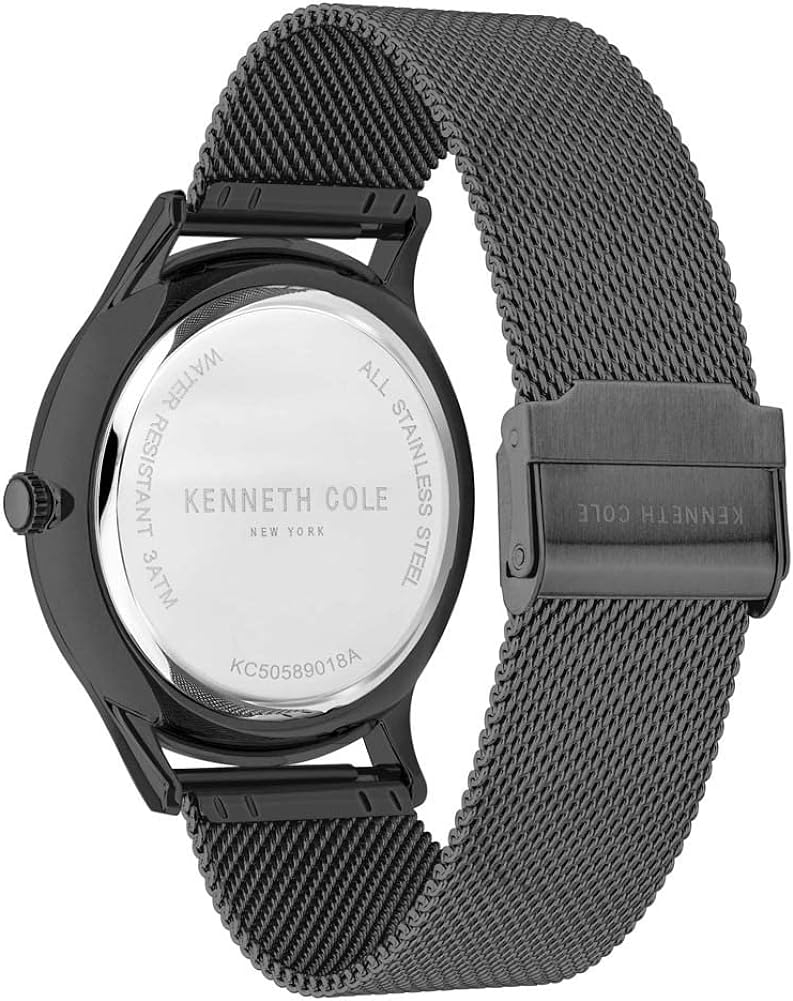 Clocsen Dynion Kenneth Cole gyda Deial Werdd a Strap Milanese Llwyd KC50589018A * wedi'i Adnewyddu *