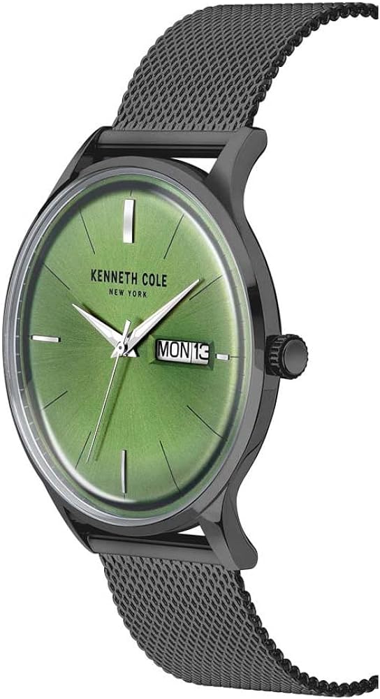 Kenneth Cole Mens Watch with Green Dial and Grey Gunmetal Milanese Strap KC50589018A