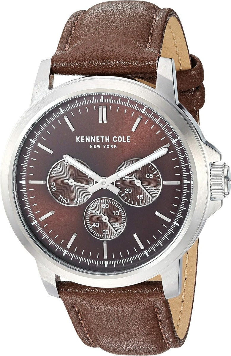 Kenneth Cole Men's Watch with Bronze Dial and Brown Leather Strap KC50689004
