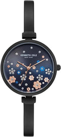 Kenneth Cole Ladies Watch with Black Dial and Black Leather Strap KC50746005