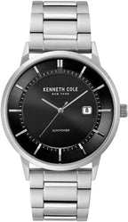 Kenneth Cole Mens Watch with Black Dial and Silver Bracelet KC50784006