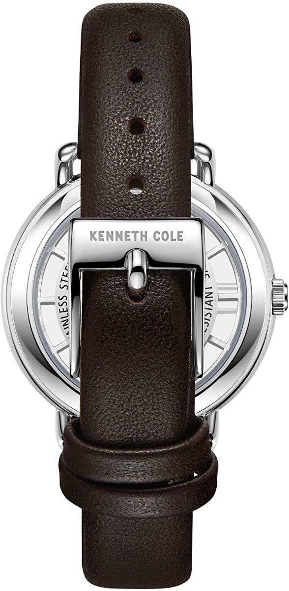 Kenneth Cole Ladies Watch Silver Dial & Black Leather Strap KC50790005