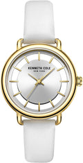 Kenneth Cole Ladies Watch Silver Dial & White Leather Strap KC50790007