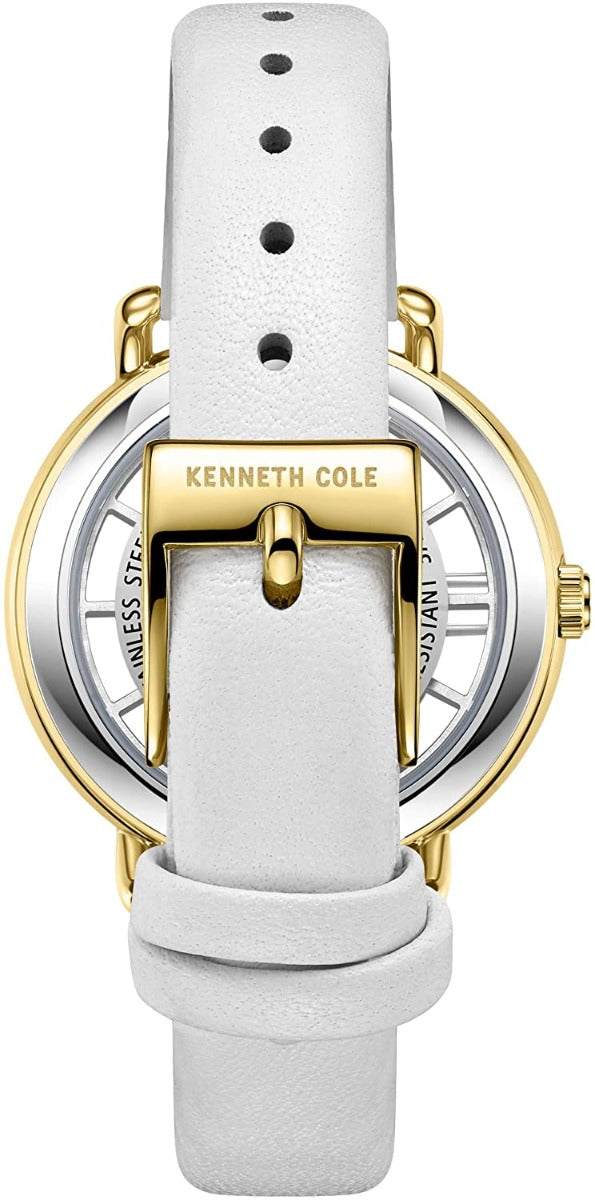 Kenneth Cole Ladies Watch Silver Dial & White Leather Strap KC50790007