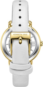 Kenneth Cole Ladies Watch Silver Dial & White Leather Strap KC50790007