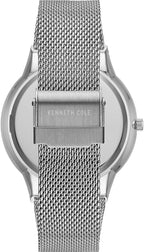 Kenneth Cole Mens Watch with Silver Dial and Silver Milanese Strap KC50800002