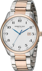 Kenneth Cole Mens Watch with Silver Dial and Silver & Rose Gold Strap KC50841004