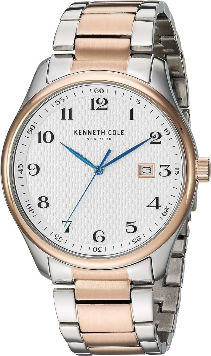 Kenneth Cole Mens Watch with Silver Dial and Silver & Rose Gold Strap KC50841004