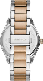 Kenneth Cole Mens Watch with Silver Dial and Silver & Rose Gold Strap KC50841004