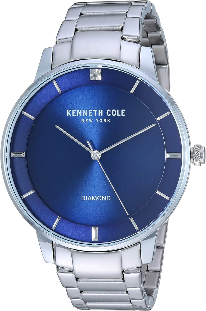 Kenneth Cole Mens Watch with Blue Dial and Silver Stainless Steel Strap KC50857003