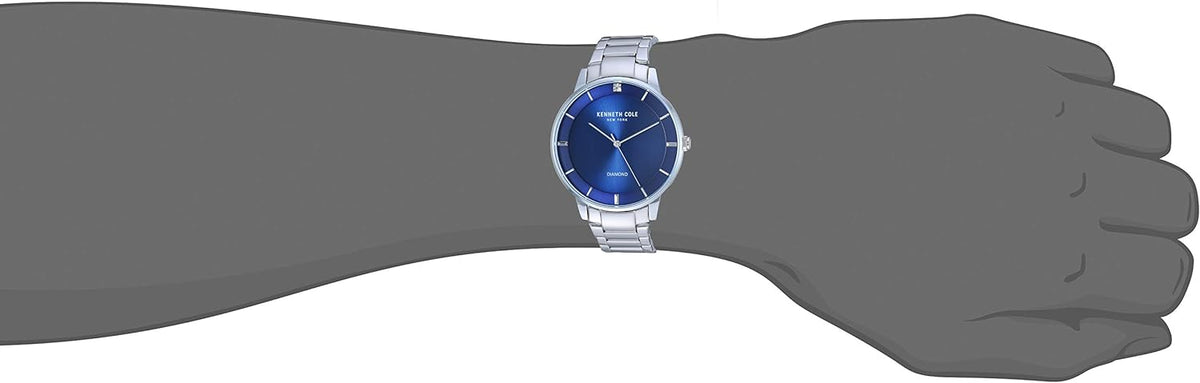 Kenneth Cole Mens Watch with Blue Dial and Silver Stainless Steel Strap KC50857003