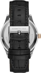 Kenneth Cole Mens Watch with Silver Dial and Black Leather Strap KC51049003