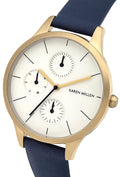 Karen Millen Women's Blue Leather Strap Watch