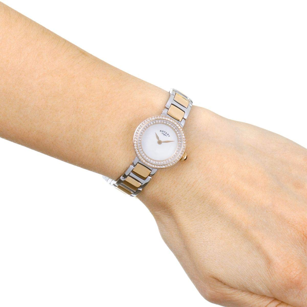 Ladies Rotary Watch with Silver Two Tone Strap and Mother of Pearl Dial LB05086/41