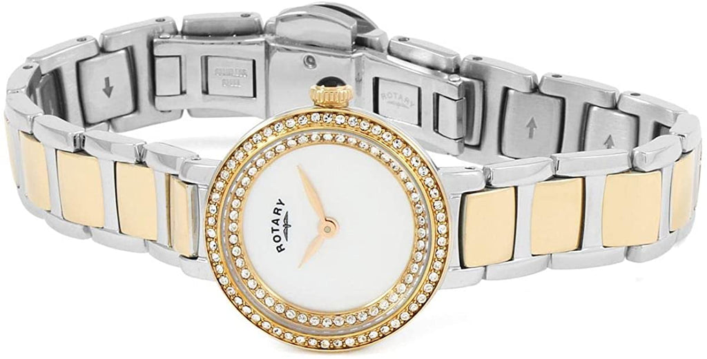 Ladies Rotary Watch with Silver Two Tone Strap and Mother of Pearl Dial LB05086/41