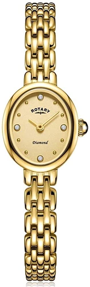 Rotary Ladies Diamond Watch with Gold Dial and Gold Bracelet LB05151/03/D