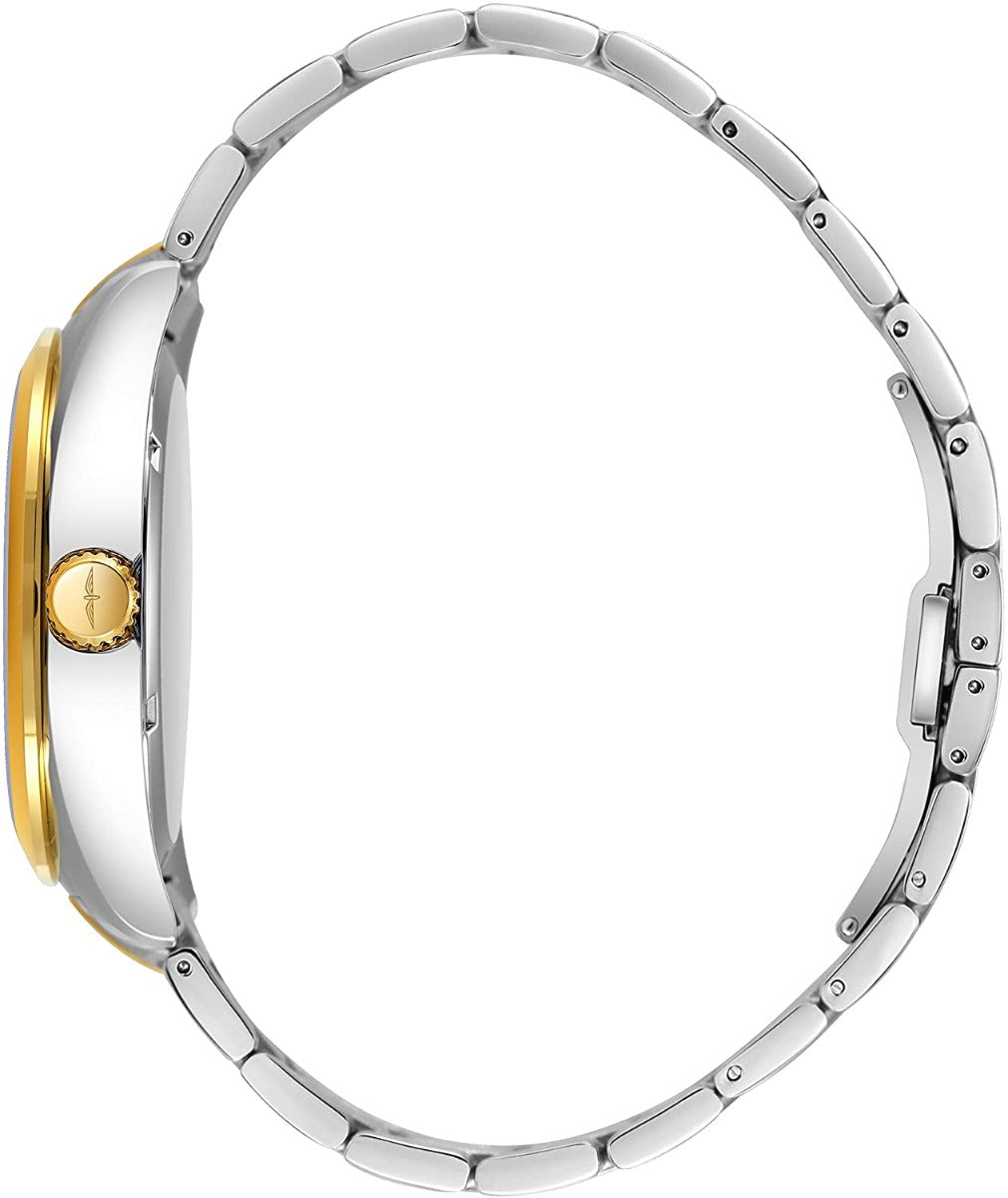 Cloc Menywod Rotary Henley gyda Deial Aur a Strap Arian ac Aur LB05181/03