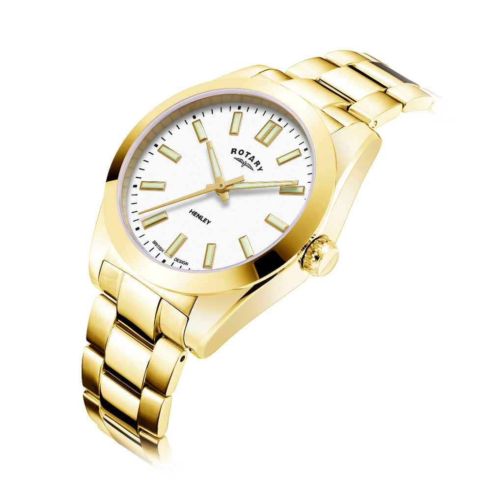 Rotary Henley Ladies Watch with White Dial and Gold Plated Stainless Steel Bracelet LB05283/29