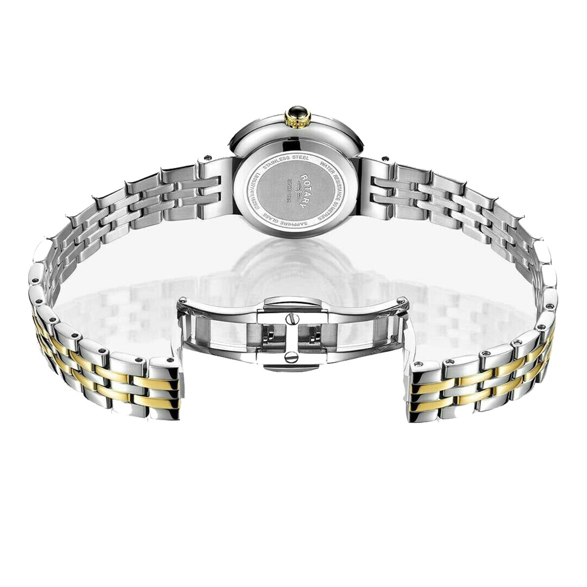 Cloc Kensington Merched Rotary gyda Deial 'Mother of Pearl' a Strap Dau Naws LB05371/41