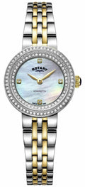 Cloc Kensington Merched Rotary gyda Deial 'Mother of Pearl' a Strap Dau Naws LB05371/41
