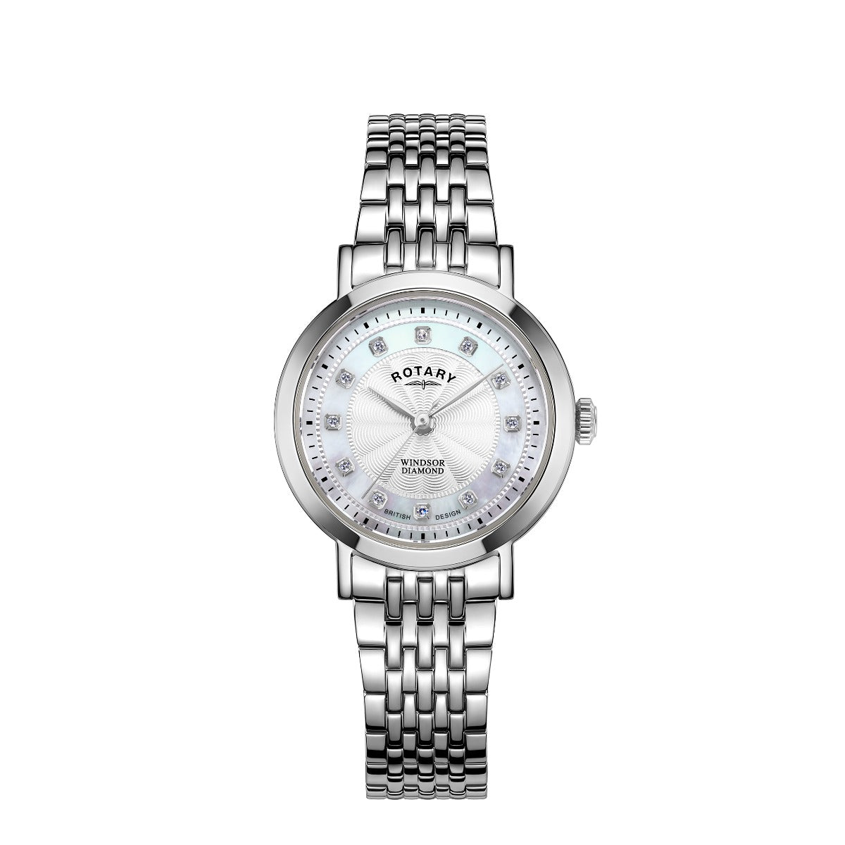 Rotary Ladies Windsor Diamond Watch with Mother of Pearl Dial and Silver Bracelet LB05420/41/D