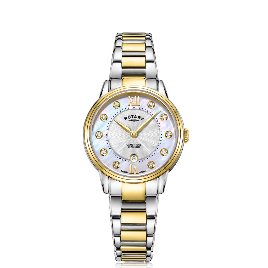 Rotary Ladies Cambridge Watch with Mother of Pearl Dial and Two Tone Bracelet LB05426/07/D