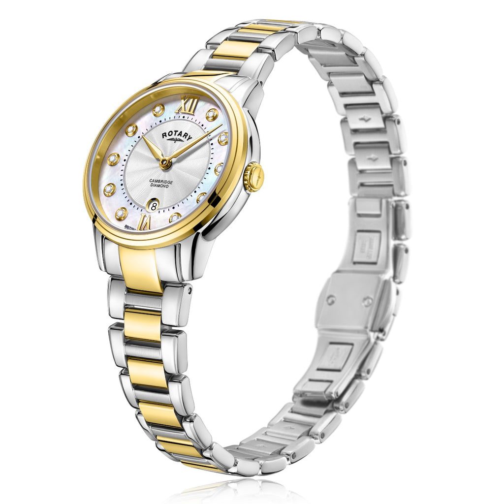 Rotary Ladies Cambridge Watch with Mother of Pearl Dial and Two Tone Bracelet LB05426/07/D