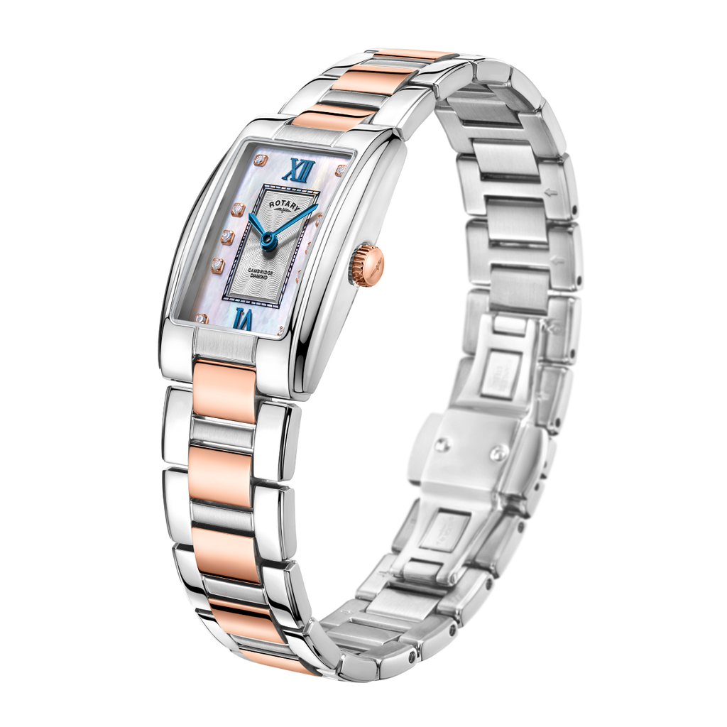 Rotary Ladies Cambridge Watch with Mother of Pearl Dial and Two Tone Bracelet LB05437/07/D