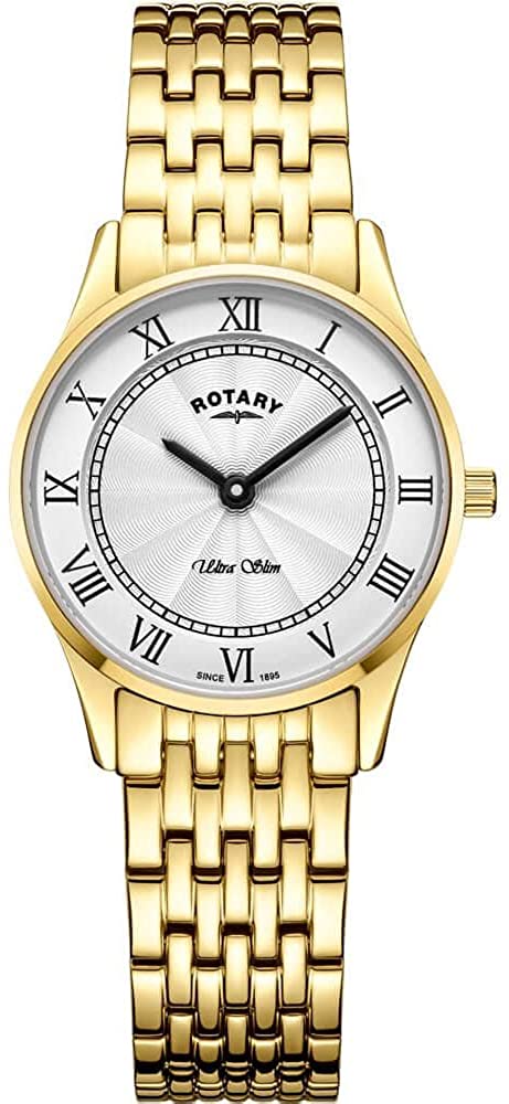 Ladies Rotary Watch with White Dial and Gold Strap LB08303/01