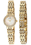 Ladies Accurist Gold & Crystal Watch & Bracelet Gift Set LB1445