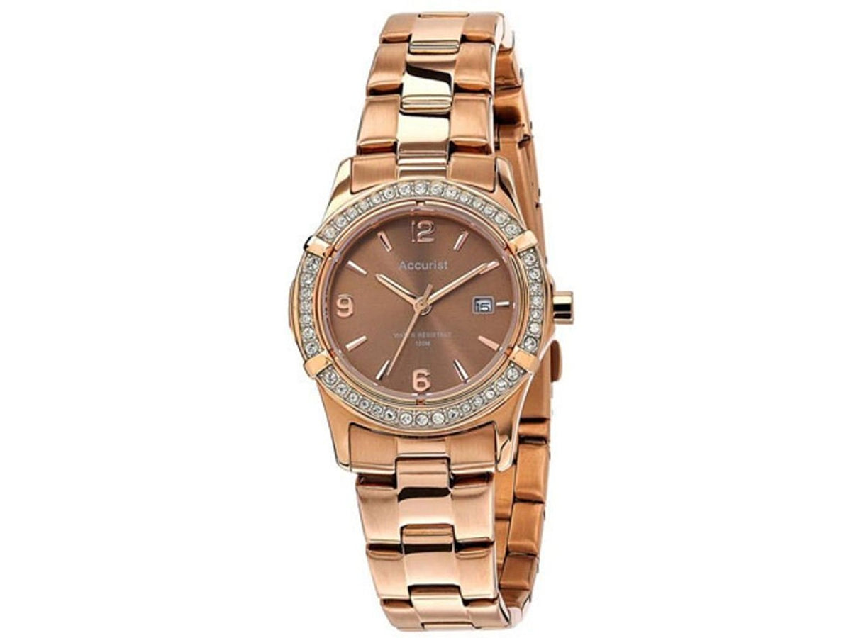 Accurist Ladies Rose Gold Stainless Steel Bracelet Watch