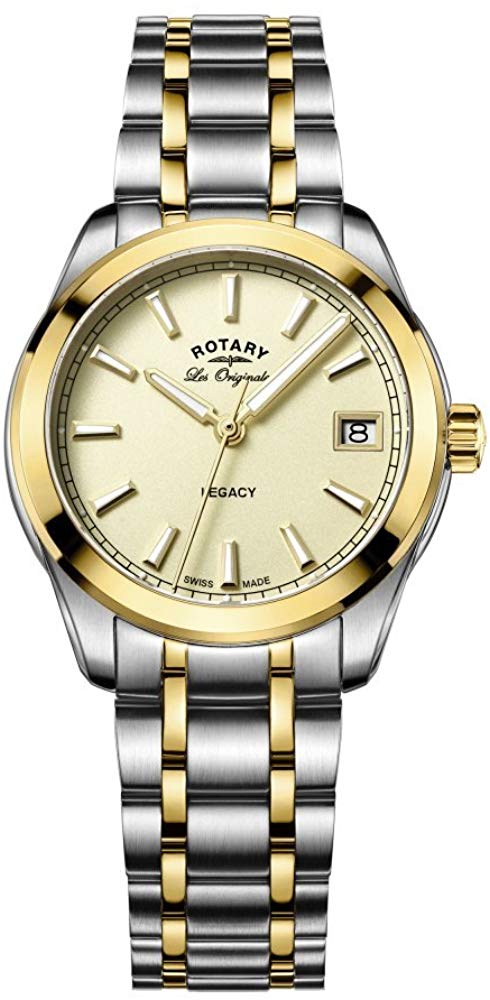 Rotary Women's Watch With Gold Dial And Two Tone Bracelet LB90174/03