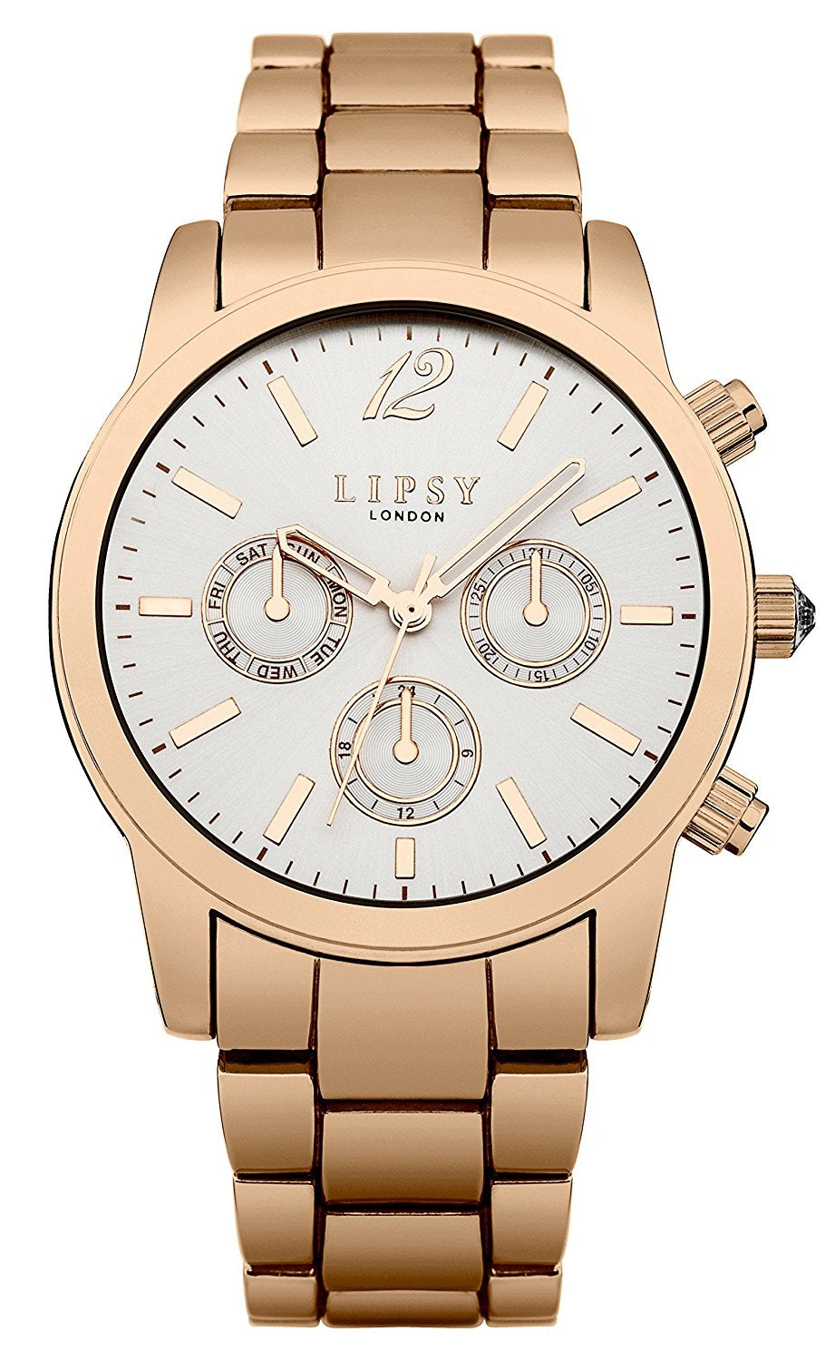 Lipsy women's Quartz Watch with White Dial Analogue Display and Rose Gold Other Bracelet LP351