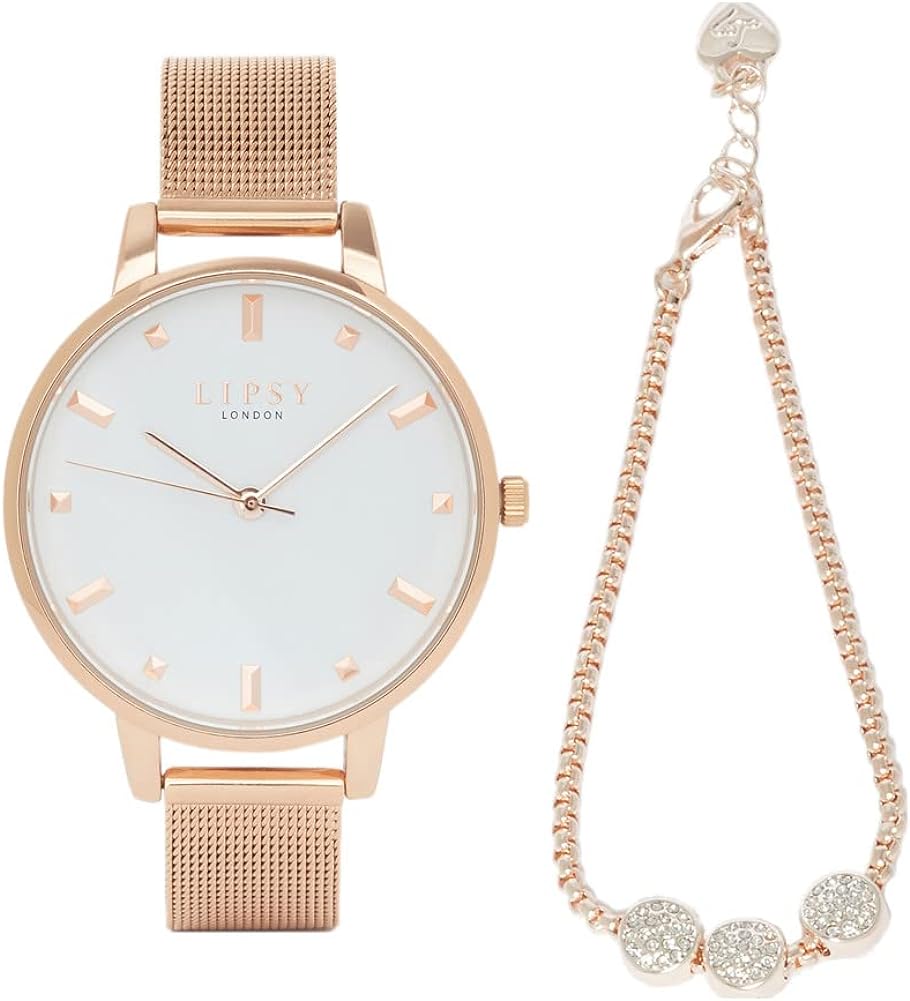 Lipsy Ladies Watch with White Dial and Bracelet Gift Set LP848G