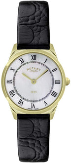 Rotary Women's  Analogue Quartz Watch with Black Leather Strap LS08002/41